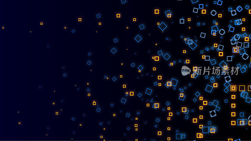 Abstract futuristic glowing geometric illustration - Digital data and particles in cyberspace.